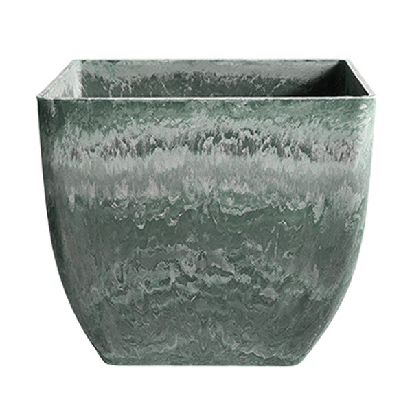 32Cm Green Grey Square Resin Planter