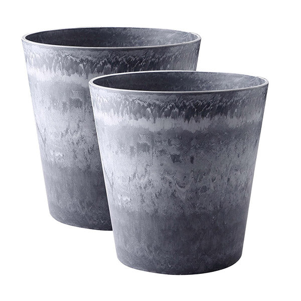 32Cm Weathered Grey Round Resin Planter B