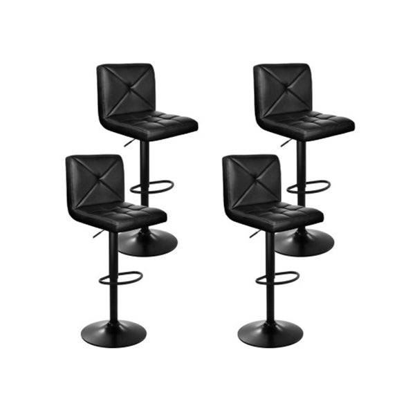 4 Pcs Bar Stools Pu Leather Chrome Kitchen Cafe Chair Gas Lift Black