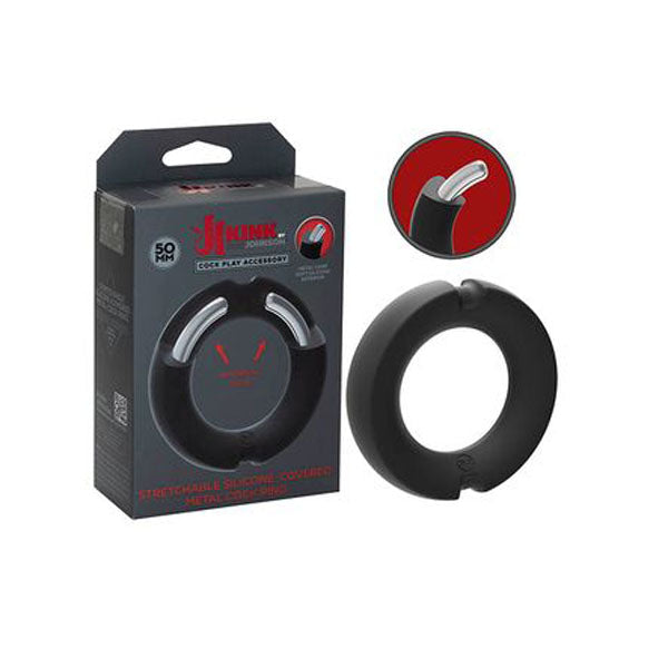 Kink Hybrid Silicone Covered Metal Cock Ring Black