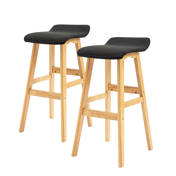 73Cm Wood Bar Stool Fabric Dara Black