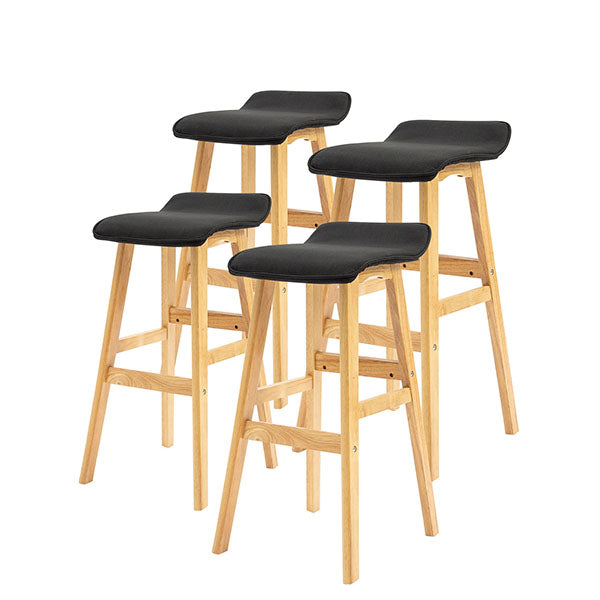 65Cm Wood Bar Stool Leather Dara Black