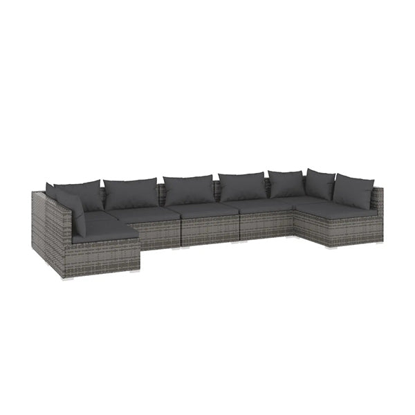 7 Piece Outdoor And Living Lounge Poly Rattan