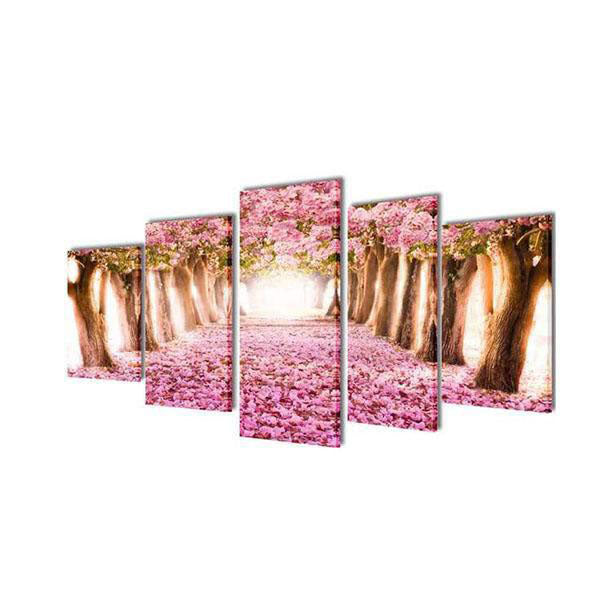 Canvas Wall Print Set Cherry Blossom 200 x 100 Cm