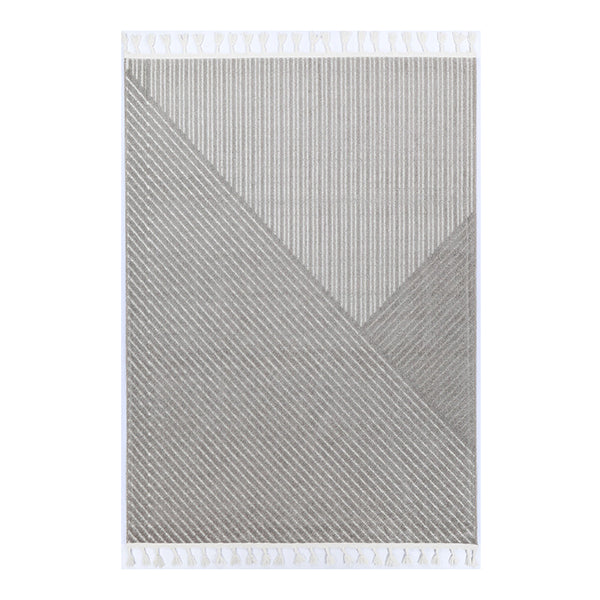 Aria Cream Grey Geometric Striped Rug