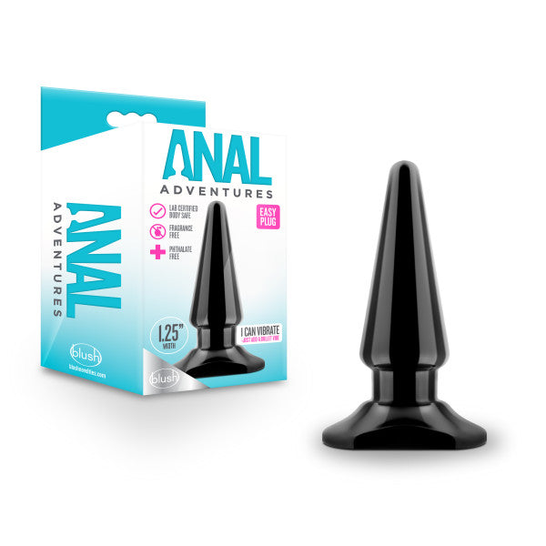 Anal Adventures Easy Plug - Black 10.1 cm (4") Butt Plug
