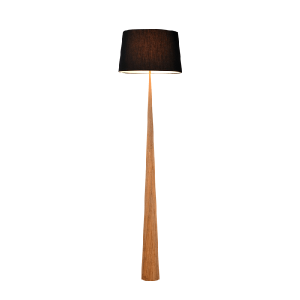 Bior Floor Lamp Wood and Black Fabric Shade