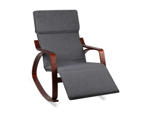 Birch Plywood Adjustable Rocking Lounge Arm Chair w/ Fabric Cushion