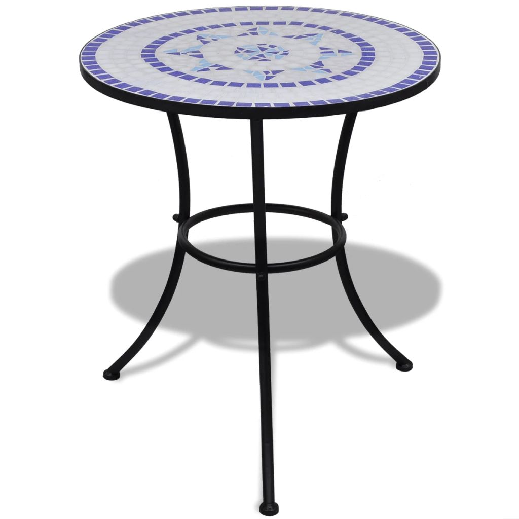 Bistro Table 60 Cm Mosaic With 2 Chairs - Blue / White | eBay