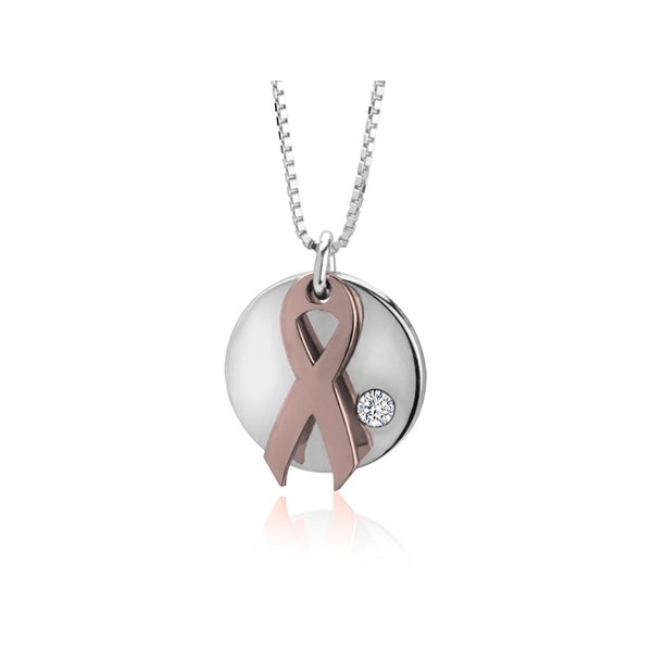 breast cancer ribbon necklace with swarovski