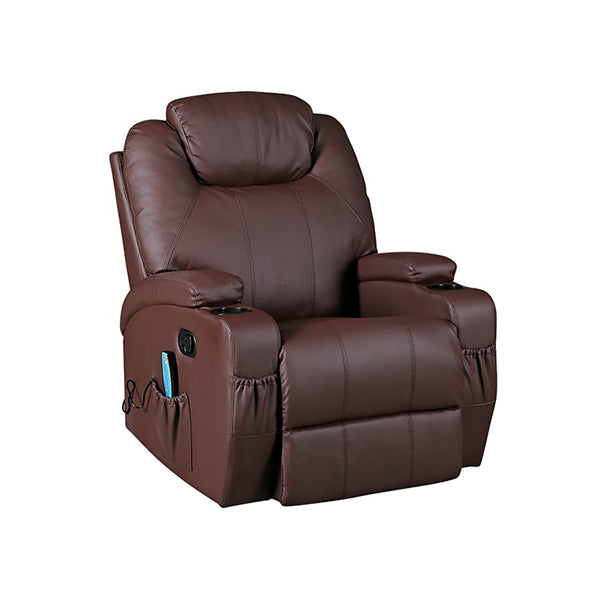 Brown Massage Sofa Chair Recliner Swivel Pu Leather