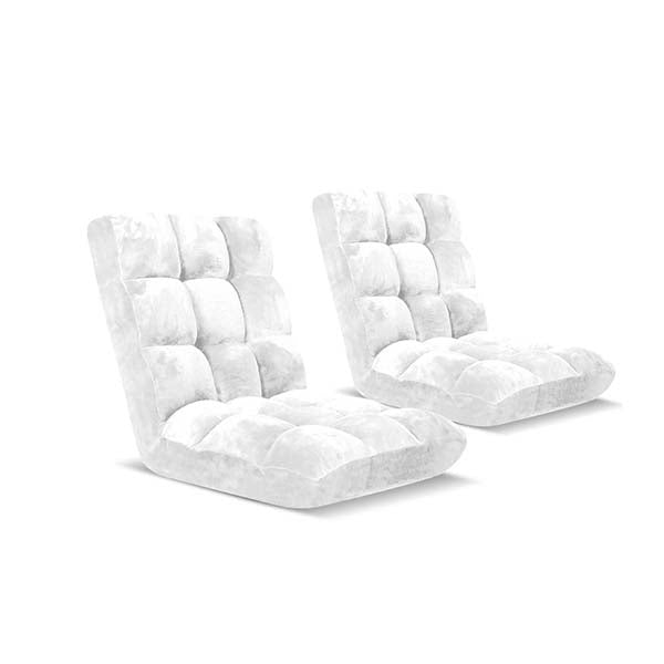 Soga Floor Recliner Folding Sofa Futon Couch Chair Cushion White X2