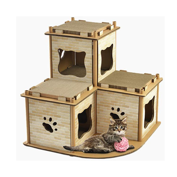 Cat Cardboard House Tree Tower Condo Scratcher Pet Post Pad Mat