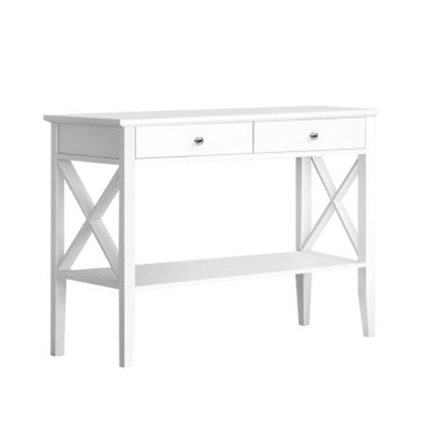 Console Table Hall Side Entry 2 Drawers Display White Desk