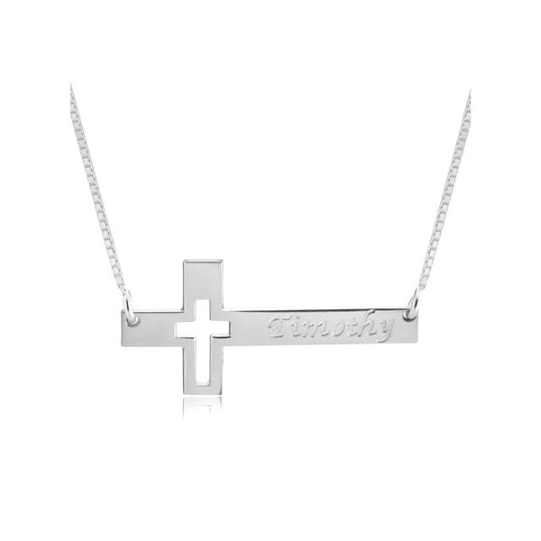 Cut Out Engraved Cross Necklace