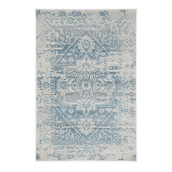 Geometric Fade Ivory And Blue Rug