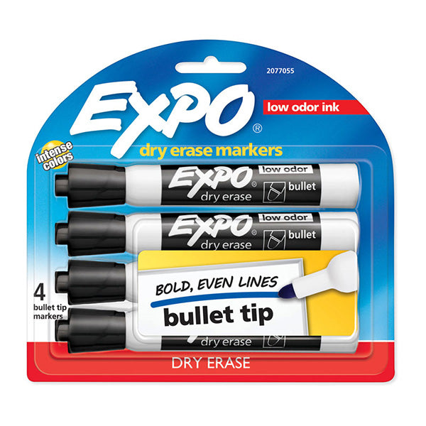 Expo Whiteboard Marker Bullet Black Pack Of 4 Box Of 6
