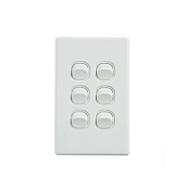 Elegant Wall Switch 6 Gang 250V 16A Vertical Pack