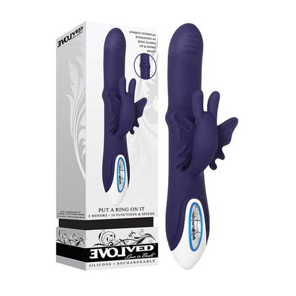 Evolved Put A Ring On It Usb Rechargeable Rabbit Vibrator Navy Blue