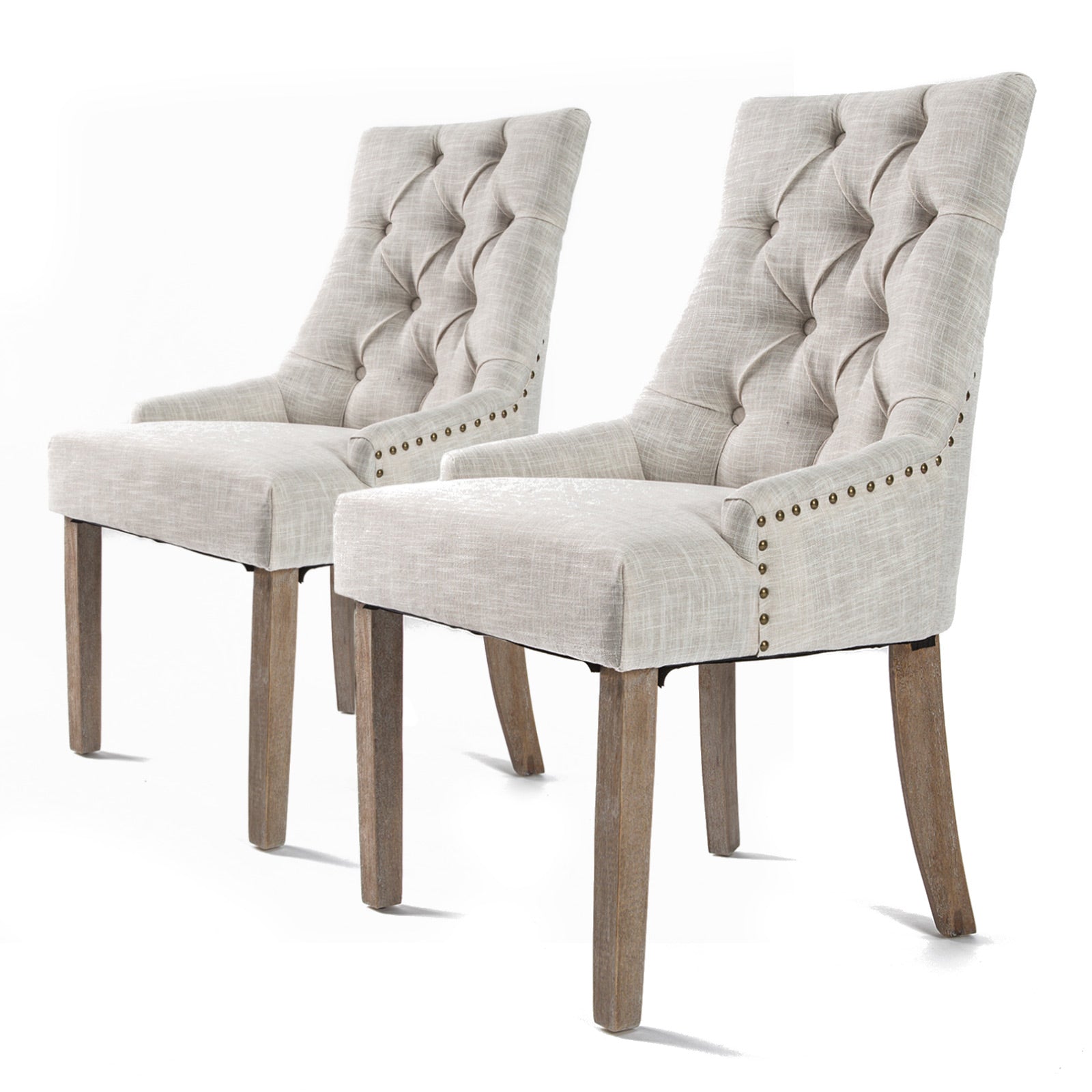 2X French Provincial Oak Leg Chair AMOUR - CREAM