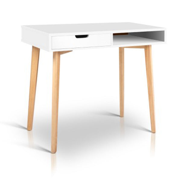 Wood Computer Desk with Drawers - White