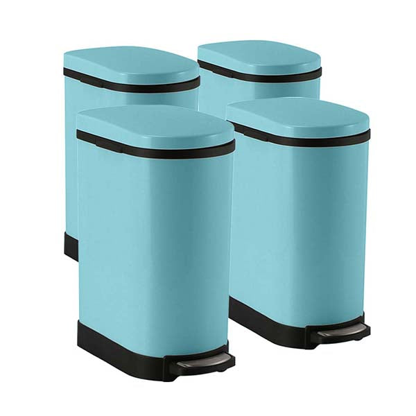 Foot Pedal Stainless Steel Trash Bin 10L U Blue