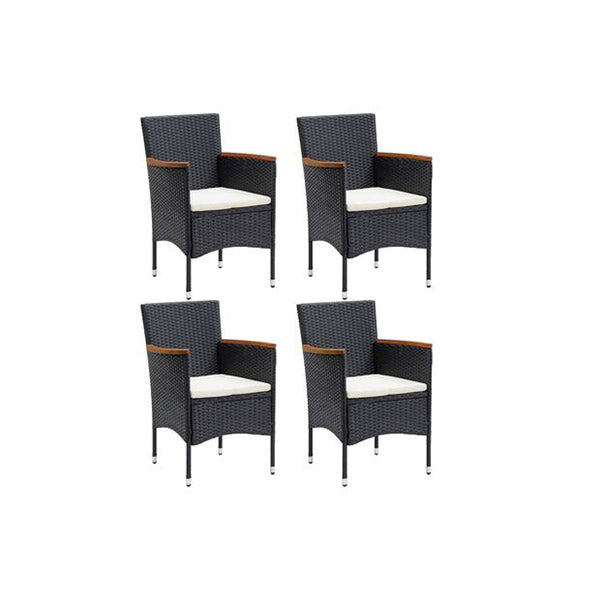 Garden Dining Chairs Poly Rattan Black 4 Pcs