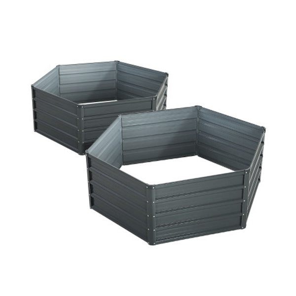 Greenfingers Garden Bed 2Pcs 130X130X46Cm Galvanised Steel