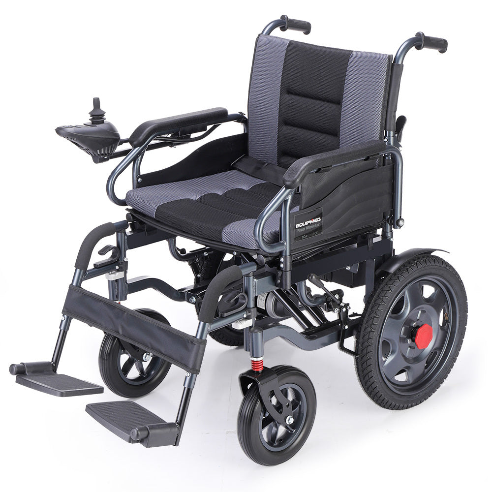 Electric Folding Wheelchair, Folding, XL Wide Seat, Long Range, Lithium Battery, Black/Grey