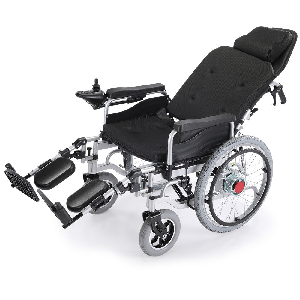 Power Electric Wheelchair, XL Wide Bariatric Chair Seat, Long Range, Recline Adjustment, Lithium Battery, 22' Wheels, Headrest, Folding, Black