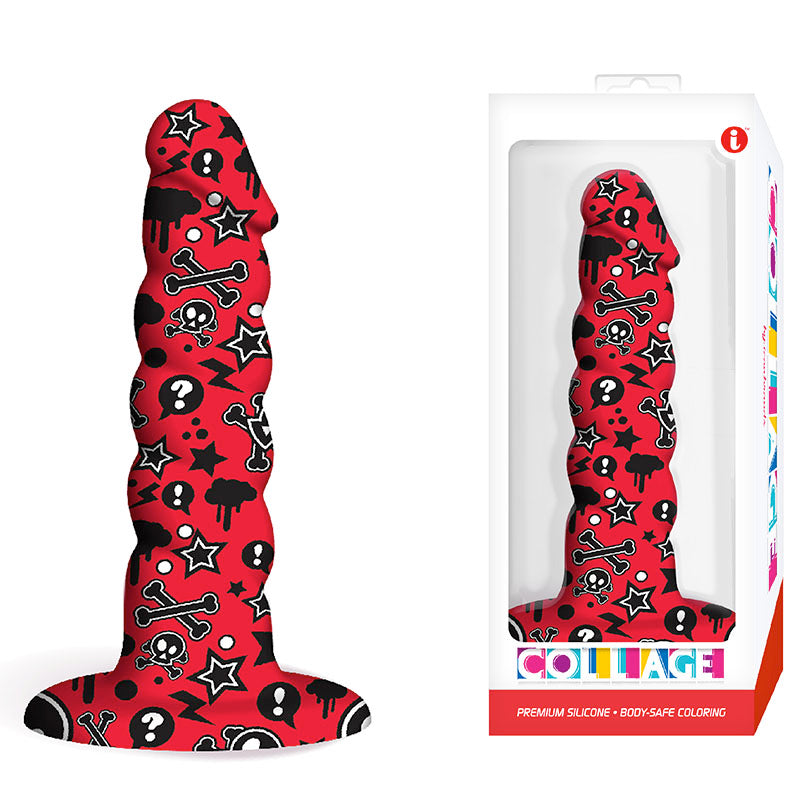 Collage Goth Girl, Twisted - Red Patterned 17.8 cm (7") Dildo