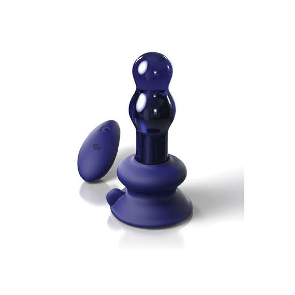 Icicles 83 Glass Rechargeable Vibrating Butt Plug With Remote Blue