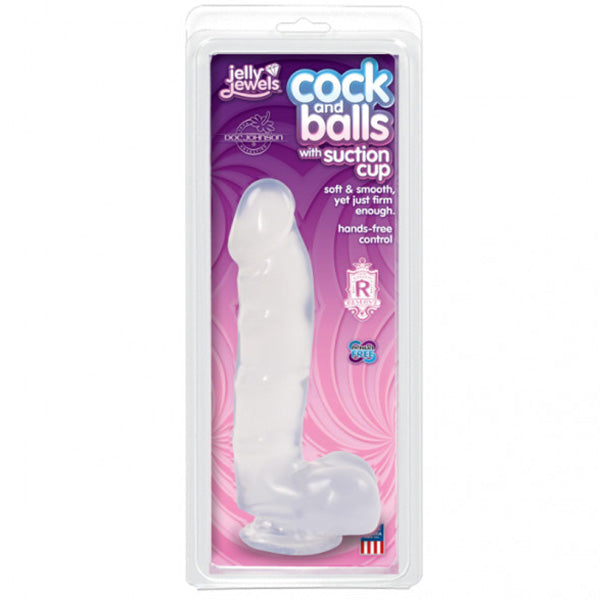 Jelly Jewels Cock And Balls With Suction Cup Diamond Clear
