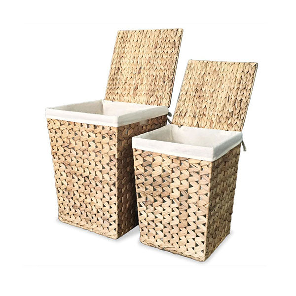 Laundry Basket Set 2 Pieces Water Hyacinth