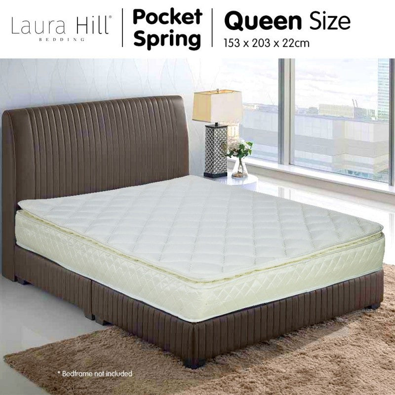 Pillow Top Pocket Spring Queen Mattress - 22cm