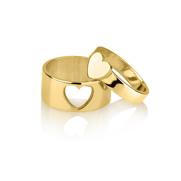 Matching Couple Heart Rings