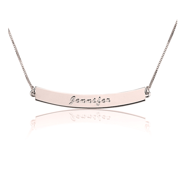 curved bar necklace with name