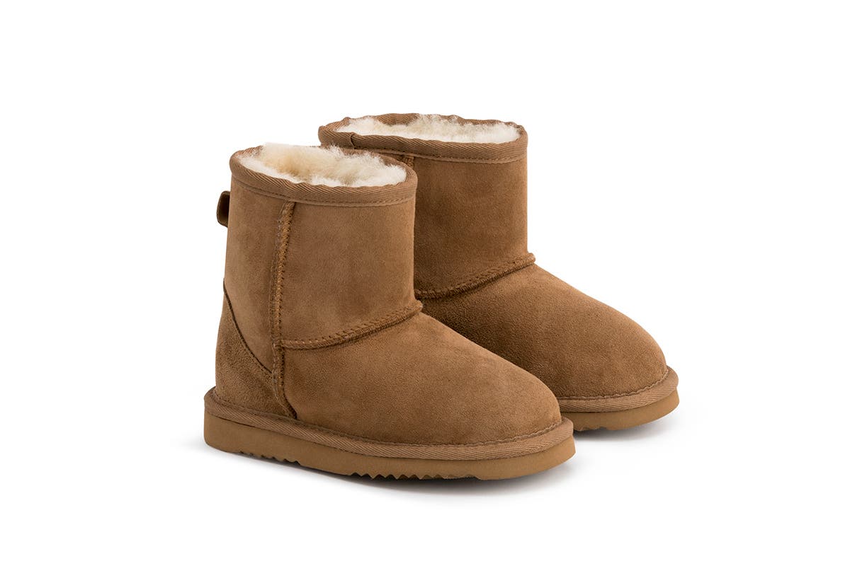 Outback Ugg Boots Kids Classic - Premium Double Face Sheepskin (Chestnut, Size US 6-7 / EU 24)