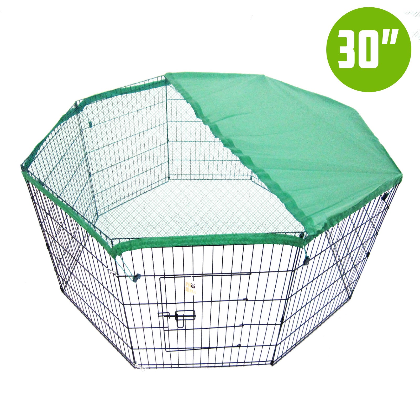 8 Panel Foldable Pet Playpen 30" W/ Cover - Green