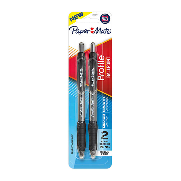 Papermate Profile Rt 1 Ballpen Black Pack Of 2 Box Of 6