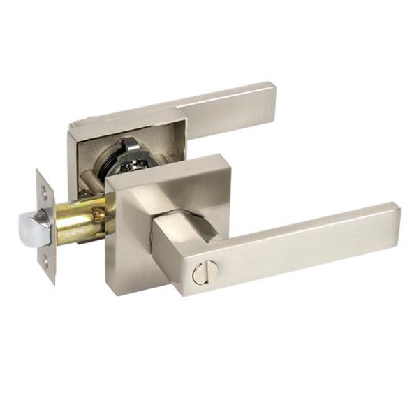 Privacy Function Satin Nickel Square Door Handle Set