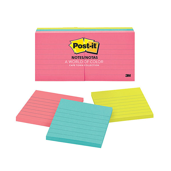 Post It Note Capetown Lined 73X73Mm Pk6