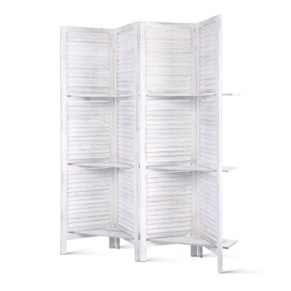 Room Divider Privacy Screen Foldable Partition Stand 4 Panel White