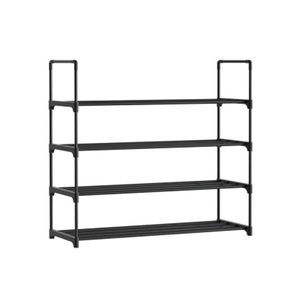 Shoe Rack Stackable 4 Tiers 80Cm Shoes Shelves Storage Stand Black