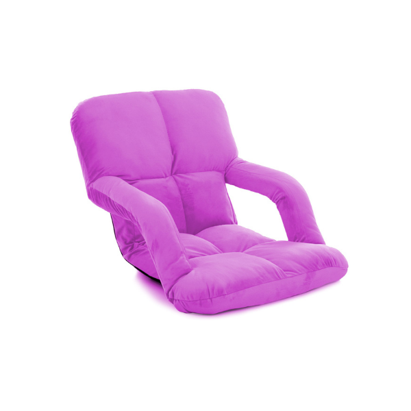 Foldable Cushion Adjustable Lazy Recliner Chair With Armrest Purple
