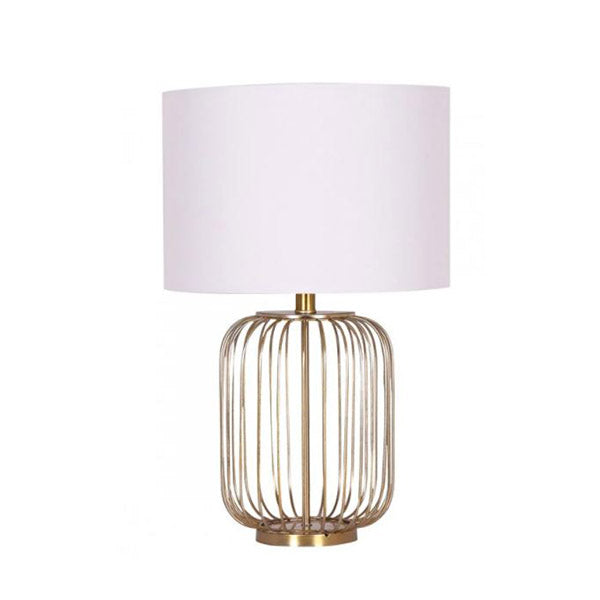 Rose Gold Table Lamp With Linen Drum Shade