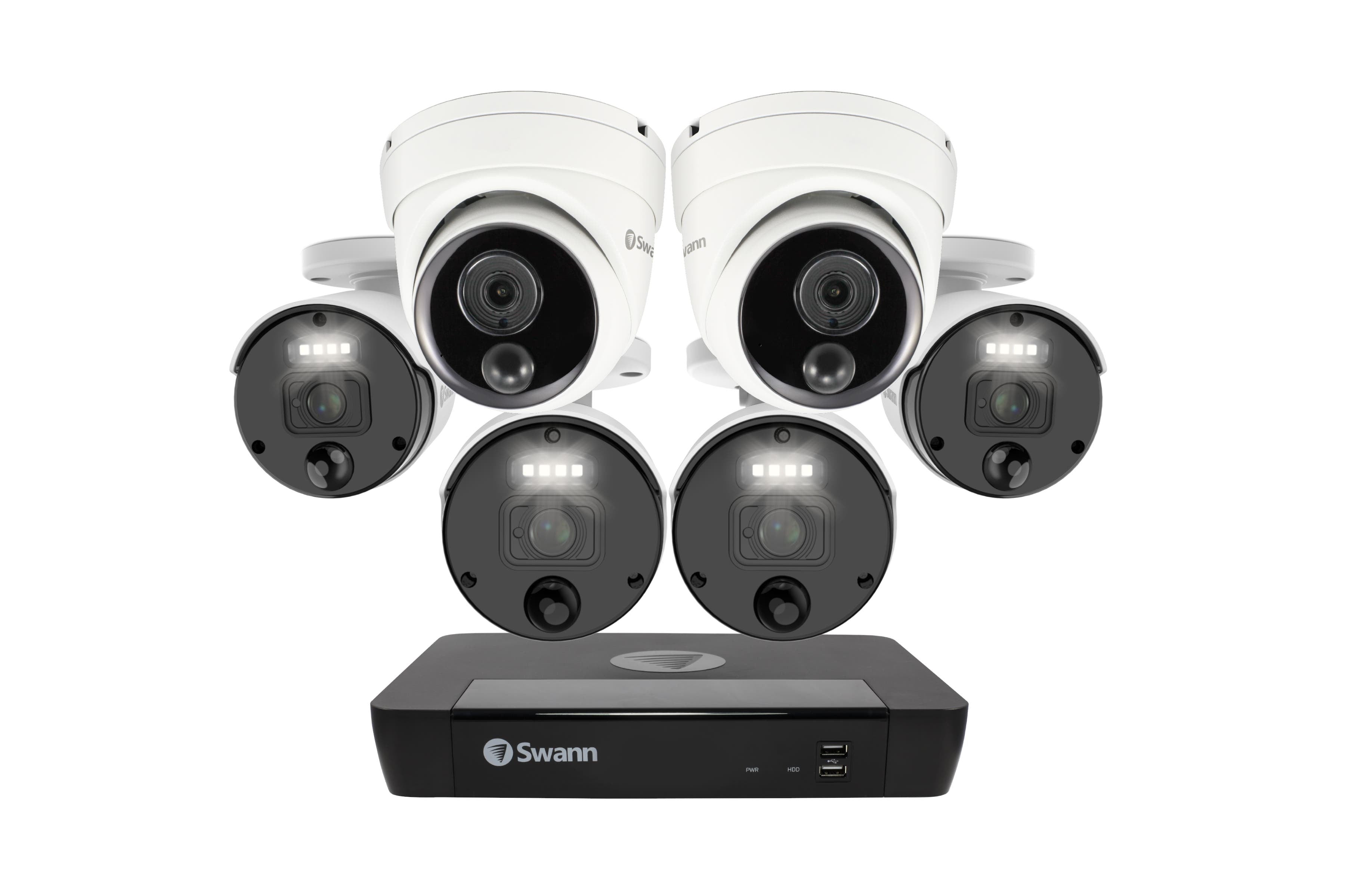 Swann Master Series 8 Channel NVR with 6 x 4K Ultra HD Spotlight Security Cameras System (SONVK-876804B2D)