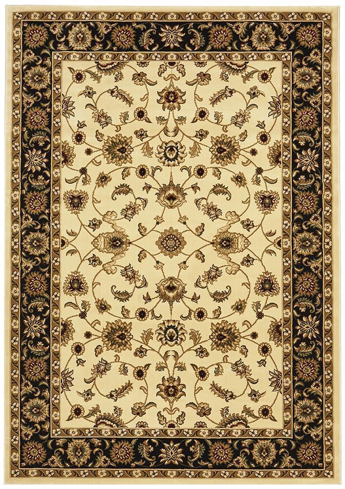 Sydney Collection Classic Ivory with Black Border Rug