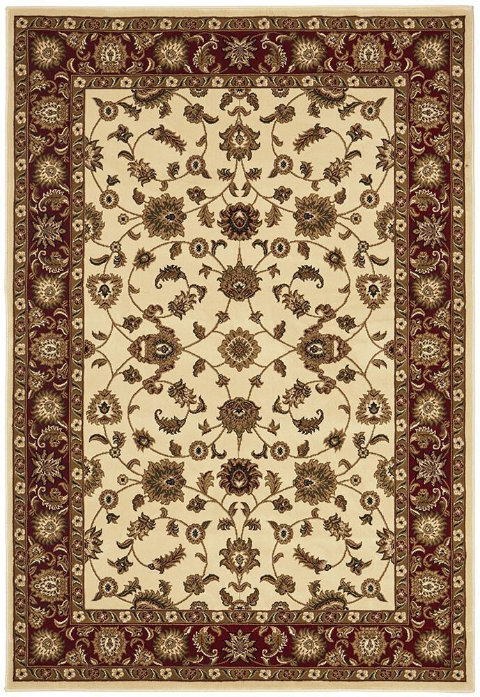 Sydney Collection Classic Ivory with Red Border Rug