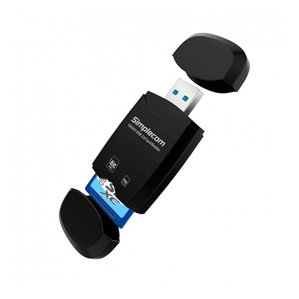 Simplecom Cr303 2 Slot Superspeed Usb 3 Card Reader With Dual Caps